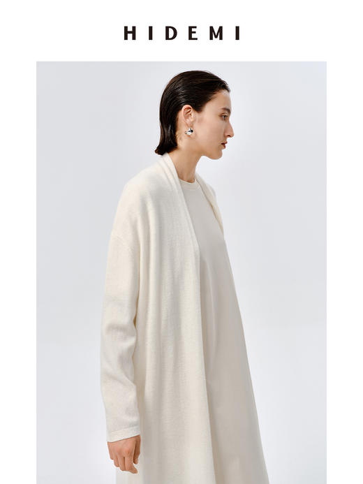 HIDEMI 美利奴羊毛系列慵懒系廓形针织长款外套 黑色/灰色/乳白色 商品图10