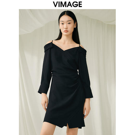 VIMAGE纬漫纪春季新款设计感小众收腰气质连衣裙V1907509 商品图9