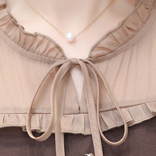 修身时尚圆领荷叶边拼接气质A字裙QYM-XYKL-K506-L 商品图3