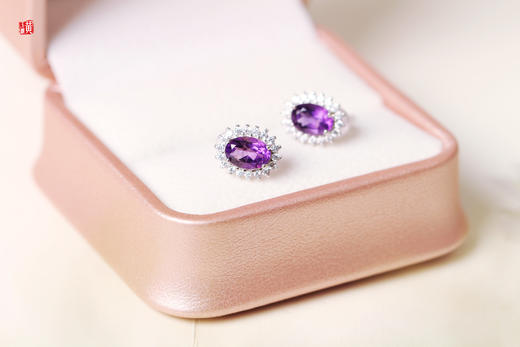 紫水晶耳钉  镶嵌：925银镶 商品图2