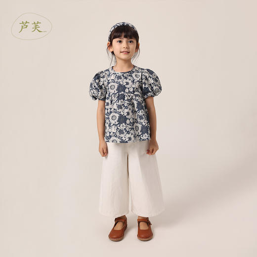 【马克珍妮 芦芙】春夏新款 女童太阳花泡泡袖纯棉小衫230211 商品图0
