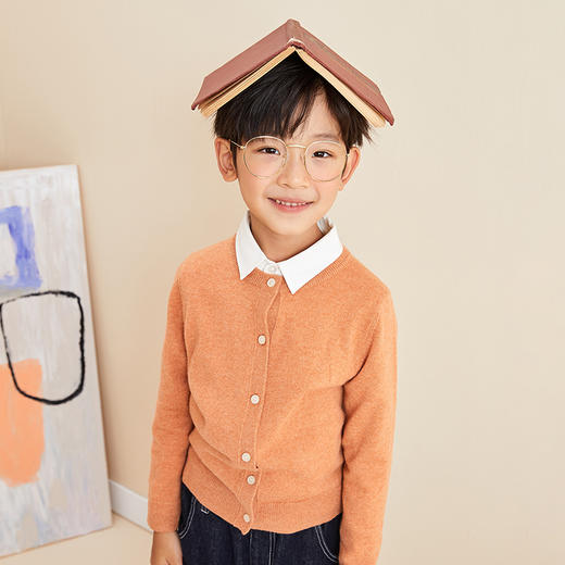 mettekids儿童羊绒衫春秋款轻薄打底男童毛衣大童女童开衫针织衫 商品图3