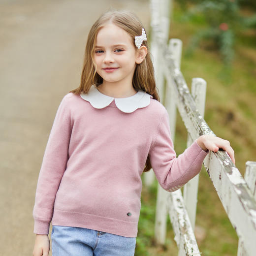 mettekids儿童羊绒衫春秋圆领大童毛衣男童薄款打底衫女童针织衫 商品图3