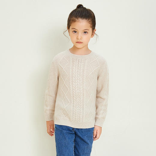 mettekids儿童羊绒衫圆领偏厚中大童毛衣女孩套头春秋款针织衫 商品图0