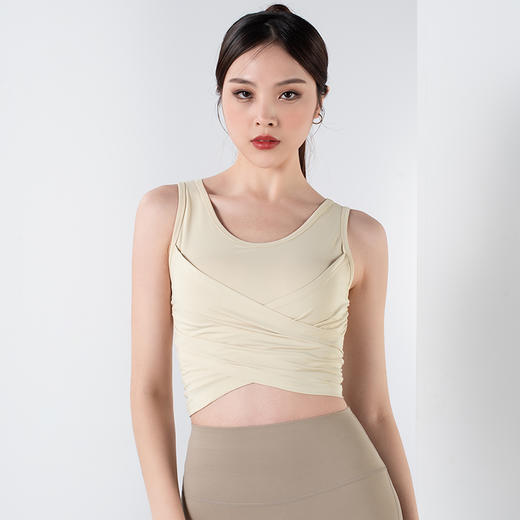 【限时秒】YOGACODE【火树银花系列】交叉褶皱一体式胸垫瑜伽背心YCDS490 商品图8