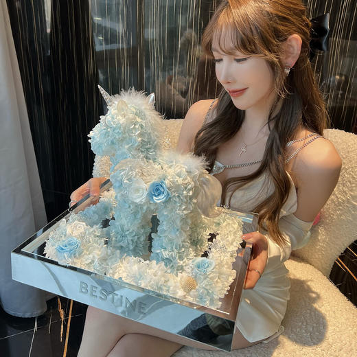 VBEINGS花语 大号独角兽 Anna粉色 永生花礼盒玫瑰花摆件送女生告白生日礼物 商品图5