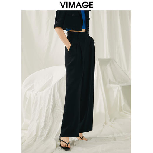 VIMAGE纬漫纪春季新款气质通勤百搭显瘦高腰休闲直筒裤子V1905507 商品图7