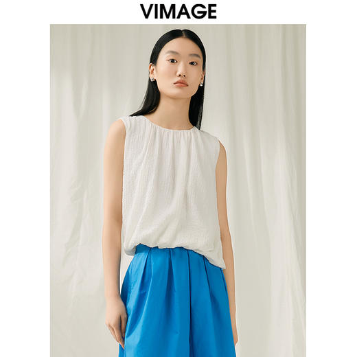 VIMAGE纬漫纪夏季新款时尚气质舒适显瘦无袖小上衣V1913516 商品图0