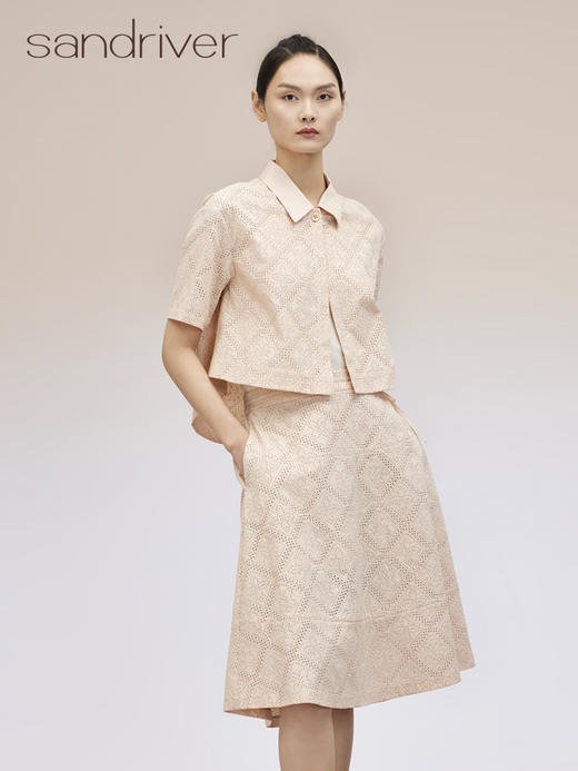 纯棉刺绣翻领短袖开衫 SJS95W025W 商品图0