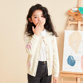 【薄款女童针织开始】22年秋季新品女宝长袖针织开衫圆点薄款棉羊绒小外套