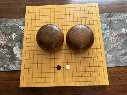 3厘米厚新榧实木棋盘+独木酸枣木罐+单面凸老云子 商品图3