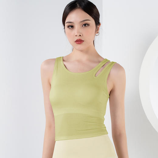 【限时秒】YOGACODE【火树银花系列】镂空肩带速干带胸垫瑜伽背心YCDS450 商品图0