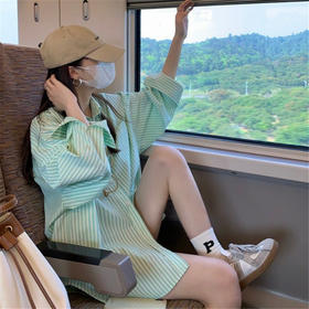 POLO领条纹衬衫女春夏新款设计感宽松中长款薄款防晒开衫上衣