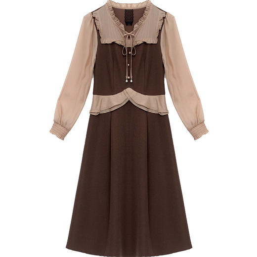 修身时尚圆领荷叶边拼接气质A字裙QYM-XYKL-K506-L 商品图4