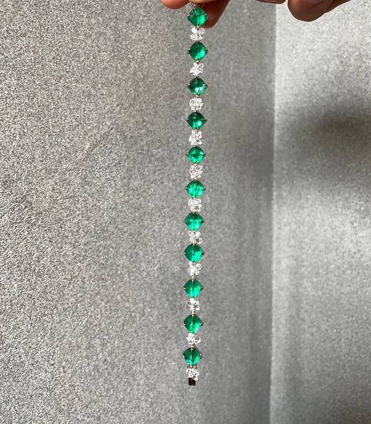 「春分·万物生长」糖塔祖母绿钻石手链 22.7克拉糖果形切割祖母绿vivid green 商品图1