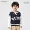 马克珍妮春装新款 男女童学院风字母V领针织马甲230191 商品缩略图0