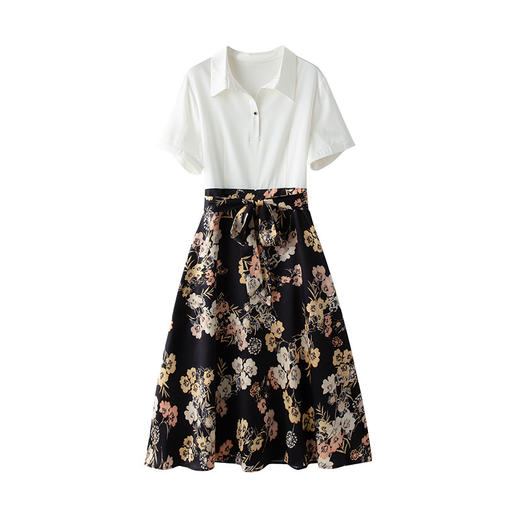 收腰显瘦绸缎面桑蚕丝假两件衬衫裙子KQN-221211 商品图4