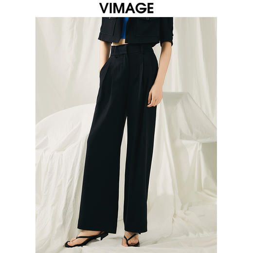 VIMAGE纬漫纪春季新款气质通勤百搭显瘦高腰休闲直筒裤子V1905507 商品图8