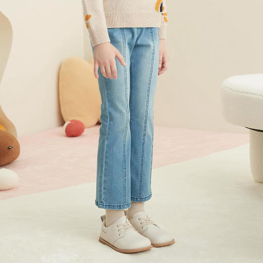 【轻薄女童水洗牛仔裤】21年秋女童水洗牛仔裤时尚条纹装饰舒适休闲裤子 商品图2