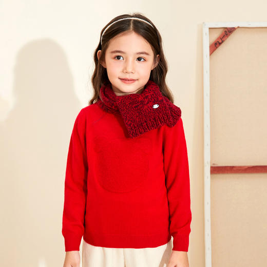 mettekids儿童羊绒衫春秋季薄款小熊卡通针织女童毛衣男童打底衫 商品图1