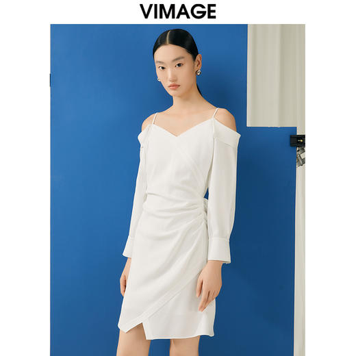 VIMAGE纬漫纪春季新款设计感小众收腰气质连衣裙V1907509 商品图3