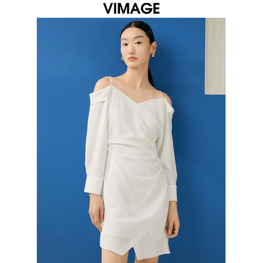 VIMAGE纬漫纪春季新款设计感小众收腰气质连衣裙V1907509 商品图5