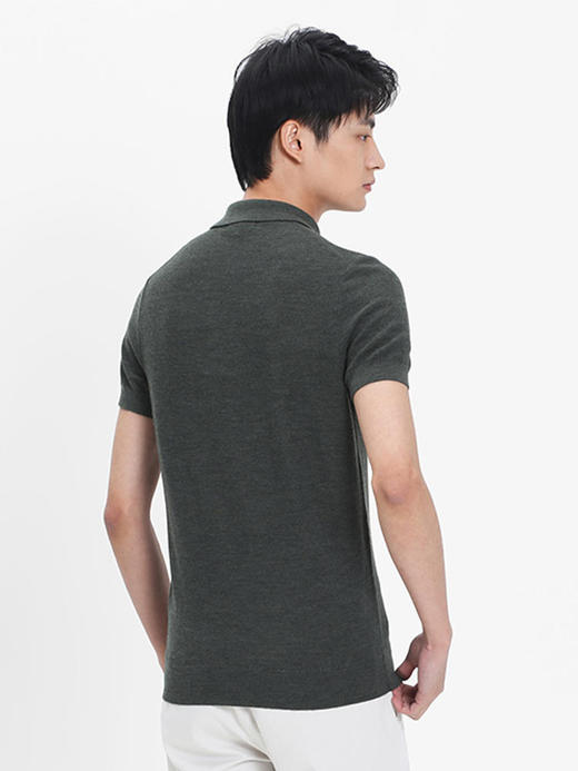 callisto深绿横机提花羊毛翻领T恤 SSTSS212H 商品图2