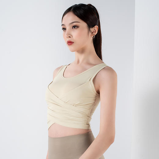 【限时秒】YOGACODE【火树银花系列】交叉褶皱一体式胸垫瑜伽背心YCDS490 商品图10