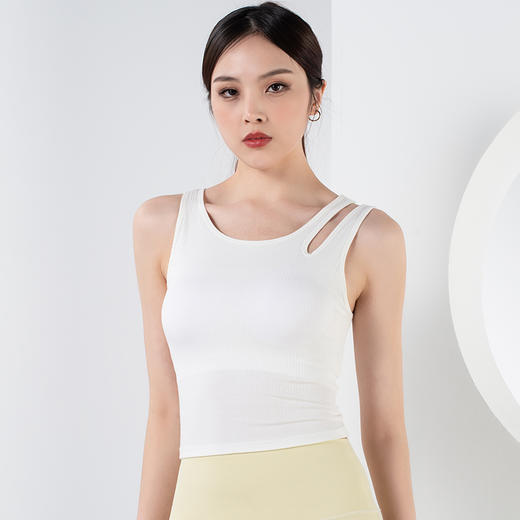 【限时秒】YOGACODE【火树银花系列】镂空肩带速干带胸垫瑜伽背心YCDS450 商品图4