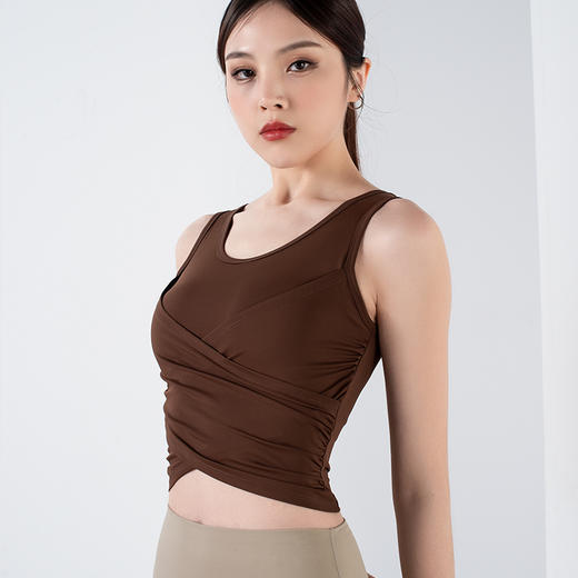 【限时秒】YOGACODE【火树银花系列】交叉褶皱一体式胸垫瑜伽背心YCDS490 商品图3