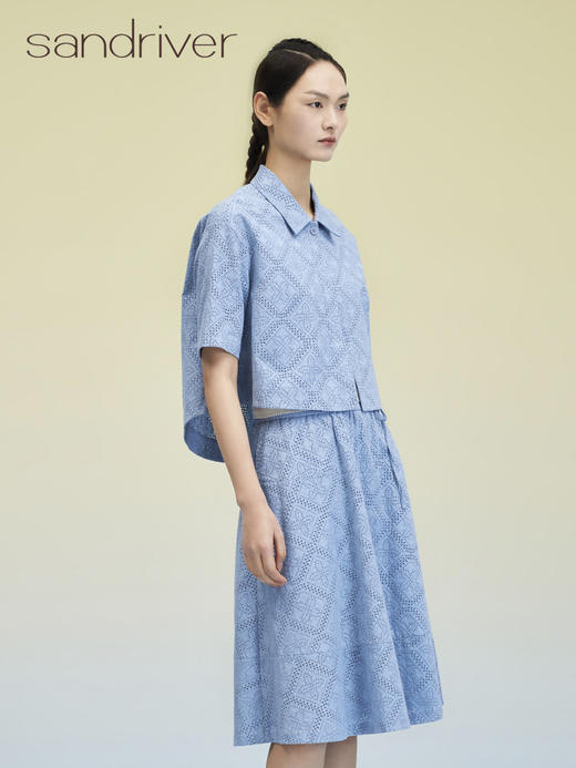 纯棉刺绣翻领短袖开衫 SJS95W025W 商品图5