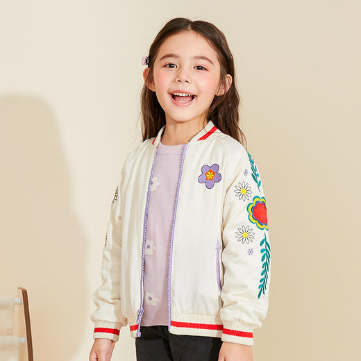 mettekids儿童夹克女童春秋绣花2022新款童装上衣中大童洋气外套 商品图0