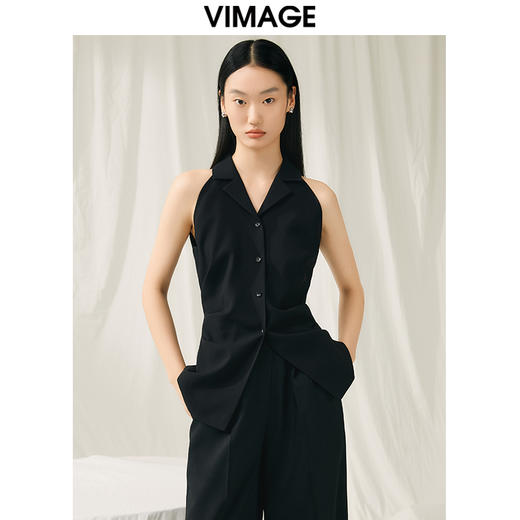 VIMAGE纬漫纪夏季新款通勤气质显瘦百搭无袖衬衣V1909511 商品图0