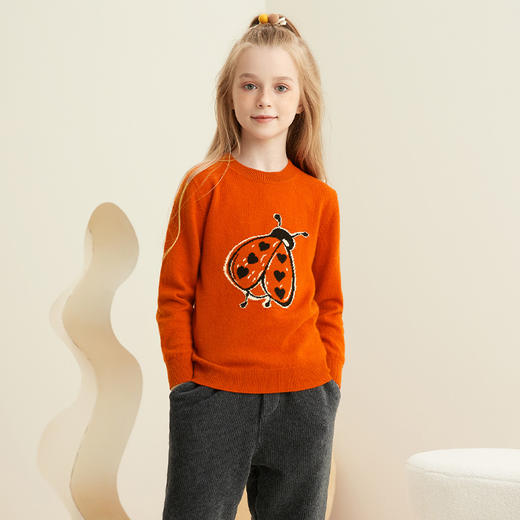 mettekids儿童纯羊绒衫春秋打底小童男童针织衫女童卡通薄款毛衣 商品图2