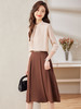 长袖立领缎面职业通勤高腰A字半身裙子两件套装 商品缩略图6