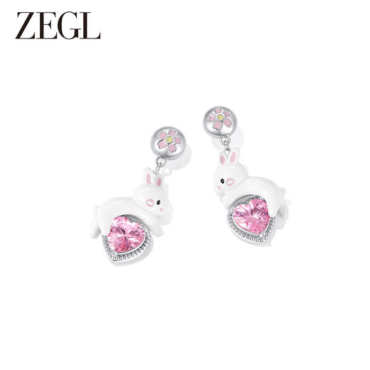 ZEGL设计师樱花小彩串系列爱心兔子耳环女小众设计感耳钉银针耳饰 商品图3
