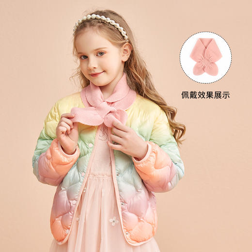 mettekids儿童羊绒围巾秋冬新款男女童宝宝可爱洋气防风交叉围脖 商品图3