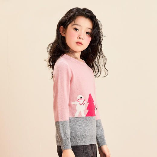 mettekids女童羊绒衫春秋季中大童打底衫针织衫儿童圆领洋气毛衣 商品图0
