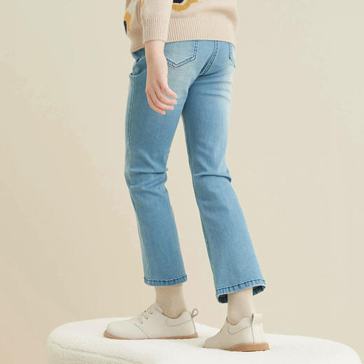 【轻薄女童水洗牛仔裤】21年秋女童水洗牛仔裤时尚条纹装饰舒适休闲裤子 商品图3