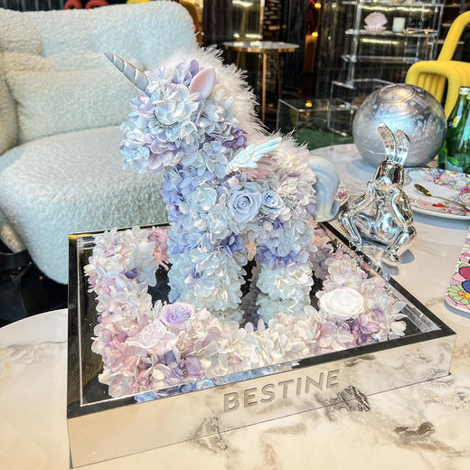 VBEINGS花语 大号独角兽 Anna粉色 永生花礼盒玫瑰花摆件送女生告白生日礼物 商品图4