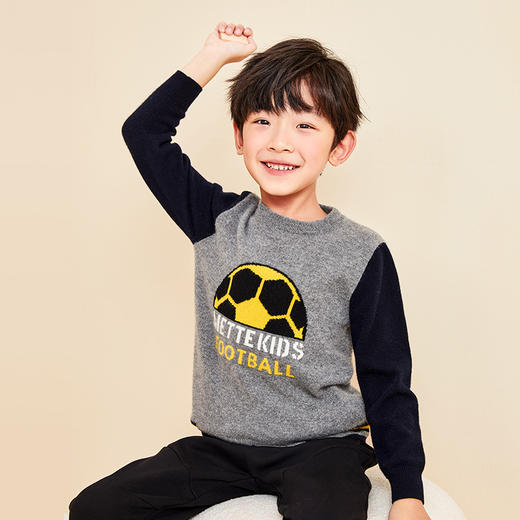 mettekids儿童羊绒衫2022秋季新款针织衫毛衣外穿男童卡通套头衫 商品图2