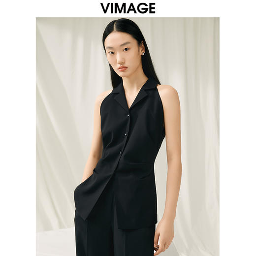 VIMAGE纬漫纪夏季新款通勤气质显瘦百搭无袖衬衣V1909511 商品图3