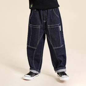 mettekids儿童裤子2022秋季新款童装牛仔裤男童潮直筒宽松休闲裤