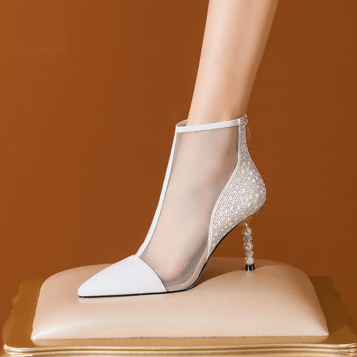 春夏新款，网纱水钻珍珠鞋跟真皮网靴YLY-1301 商品图4