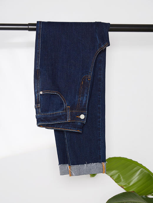 【五折购】熙世界复古港风直筒牛仔裤女2025春秋装宽松显瘦休闲翻边烟管裤子 商品图3