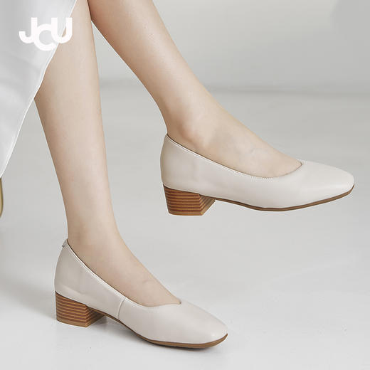 JCU 羊皮方头木纹高跟鞋 4色可选 商品图9