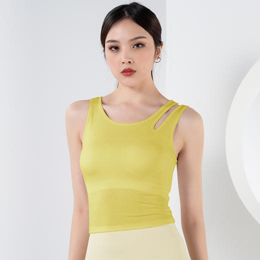 【限时秒】YOGACODE【火树银花系列】镂空肩带速干带胸垫瑜伽背心YCDS450 商品图2