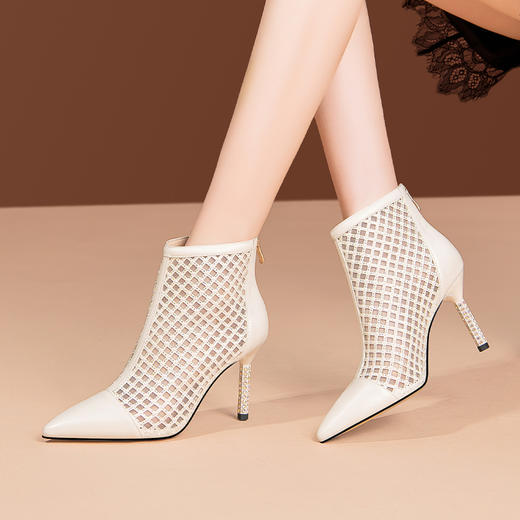 春夏新款，网纱水钻真皮细跟透气网靴YLY-2201 商品图1