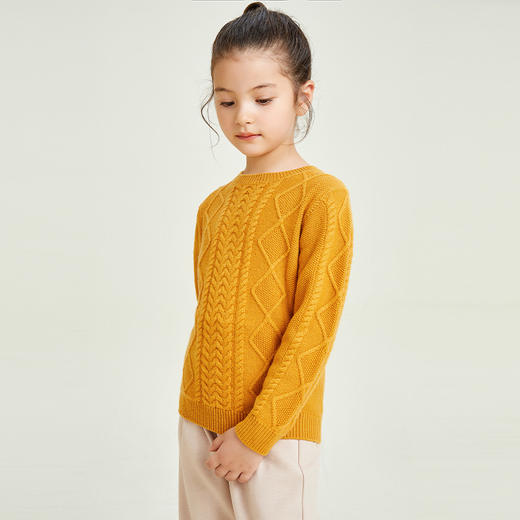 mettekids儿童羊绒衫圆领偏厚中大童毛衣女孩套头春秋款针织衫 商品图1