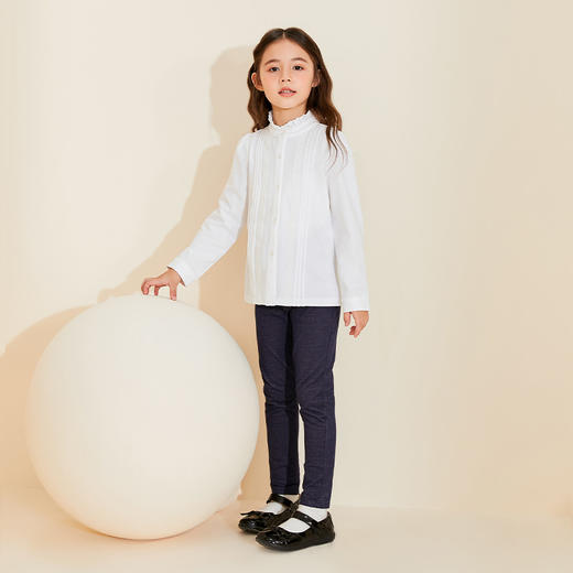 mettekids女童衬衫儿童秋装长袖上衣2022新款洋气时髦白色衬衣 商品图1